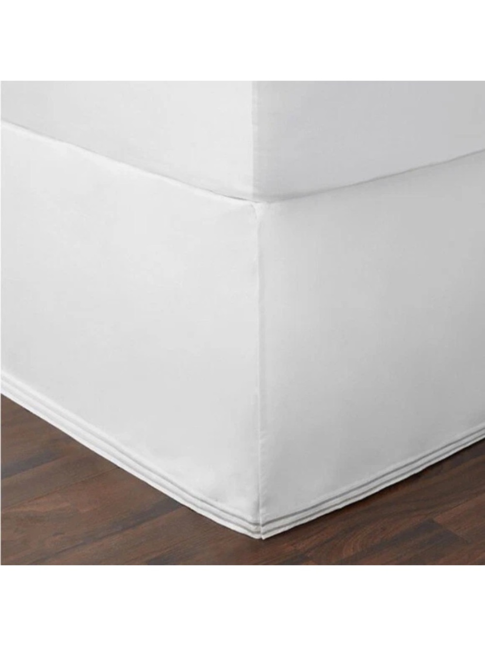 Classic Solid White Tailored Bed Skirt - Crisp Clean Finish with gray trim